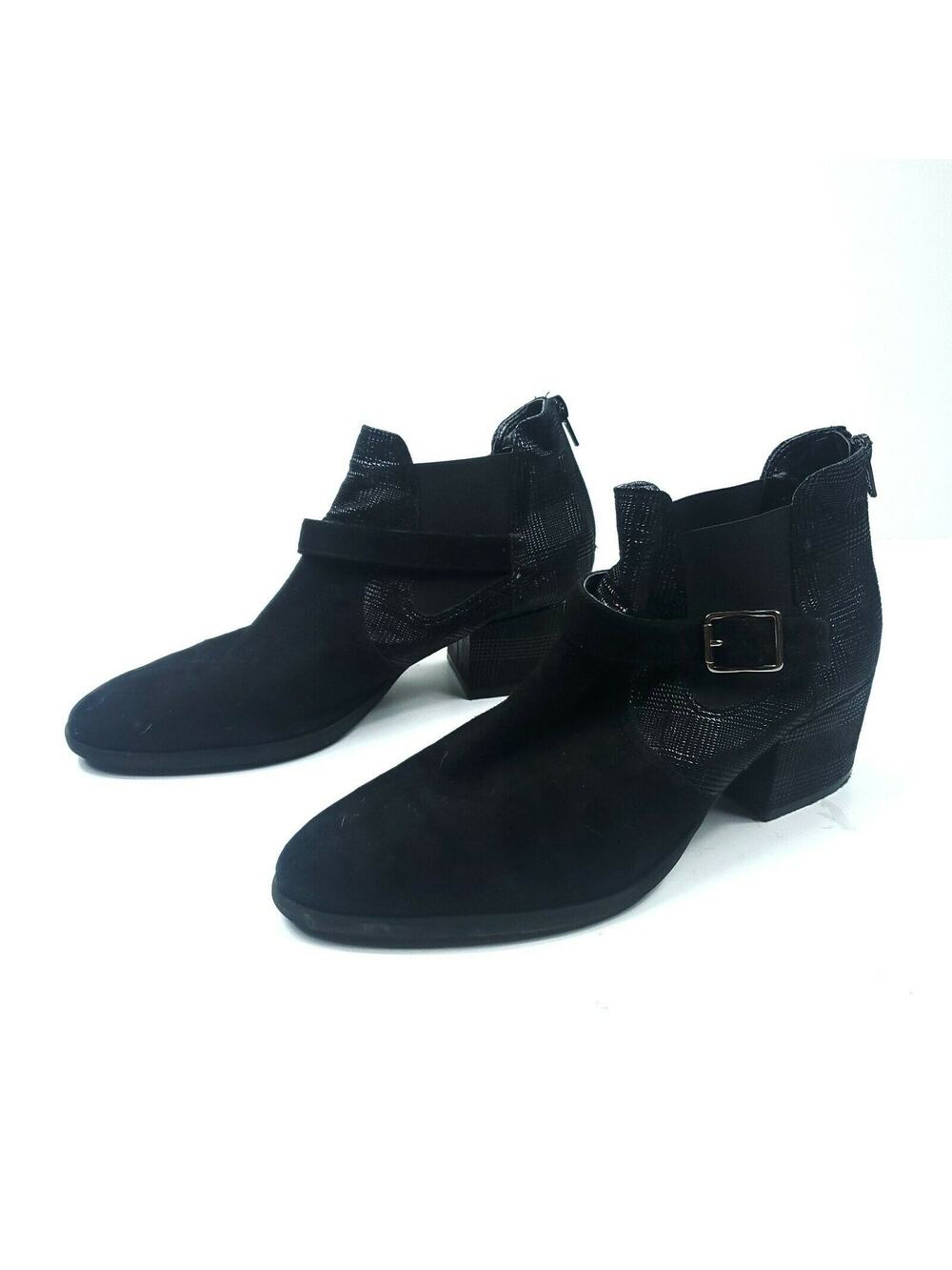 Sesto Meucci Booties 9 M Black Suede Leather Ankle Height Rounded Toe Boots